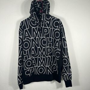 🔥 Vintage CHAMPION REVERSE WEAVE AOP Extra Thick Heavy Hoodie Sz XL - PERFECT